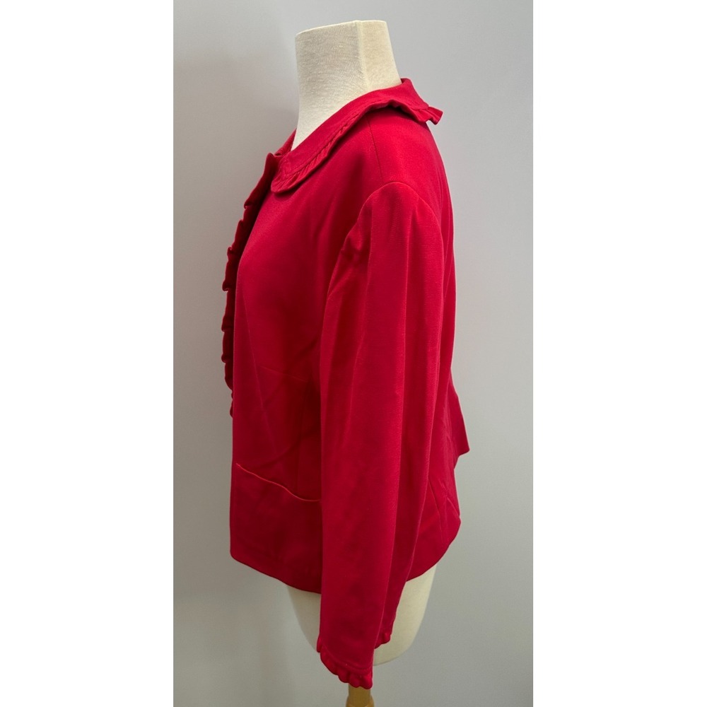 Talbots Ruffle Trim Peter Pan Collar Button Front Jacket Fuchsia Plus Size 16 - Picture 8 of 10